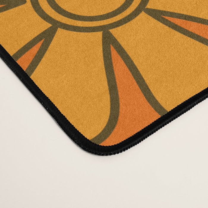 70s Retro Floral Pattern Groovy Garden Flowers in Orange and Brown Desk Mat Gallery Image 4