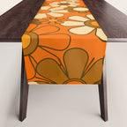 70s Retro Floral Pattern Groovy Garden Flowers in Orange and Brown Table Runner Gallery Image 1