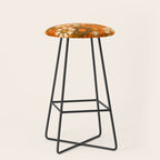70s Retro Floral Pattern Groovy Garden Flowers in Orange and Brown Stool Gallery Image 1
