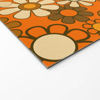 70s Retro Floral Pattern Groovy Garden Flowers in Orange and Brown Welcome Mat Gallery Image 2
