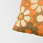 70s Retro Floral Pattern Groovy Garden Flowers in Orange and Brown Pillow Sham Gallery Image 4