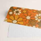 70s Retro Floral Pattern Groovy Garden Flowers in Orange and Brown Wrapping Paper Gallery Image 2