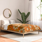 70s Retro Floral Pattern Groovy Garden Flowers in Orange and Brown Comforter Gallery Image 2