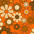 70s Retro Floral Pattern Groovy Garden Flowers in Orange and Brown Coffee Mug Gallery Image 2