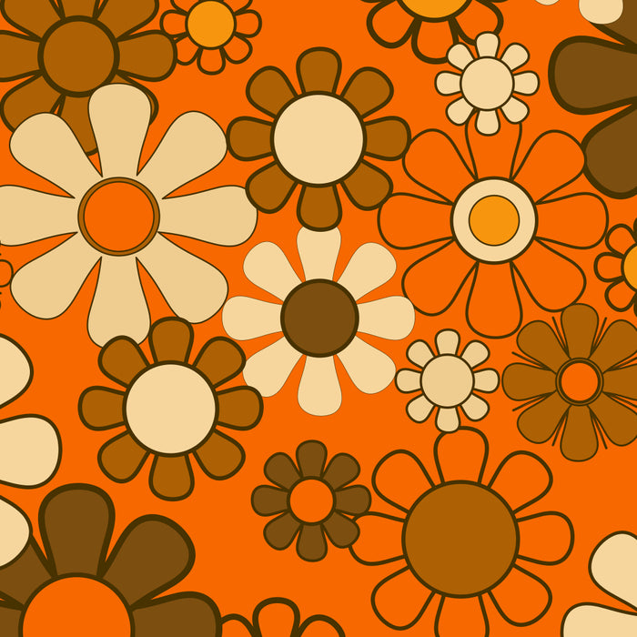 70s Retro Floral Pattern Groovy Garden Flowers in Orange and Brown Coffee Mug Gallery Image 2