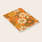 70s Retro Floral Pattern Groovy Garden Flowers in Orange and Brown Notebook Gallery Image 3