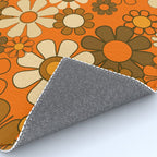 70s Retro Floral Pattern Groovy Garden Flowers in Orange and Brown Rug Gallery Image 4