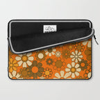 70s Retro Floral Pattern Groovy Garden Flowers in Orange and Brown Laptop Sleeve Gallery Image 2