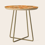 70s Retro Floral Pattern Groovy Garden Flowers in Orange and Brown Side Table Gallery Image 1