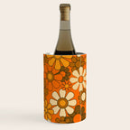 70s Retro Floral Pattern Groovy Garden Flowers in Orange and Brown Wine Chiller Gallery Image 2
