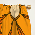 70s Retro Floral Pattern Groovy Garden Flowers in Orange and Brown Window Curtain Gallery Image 2