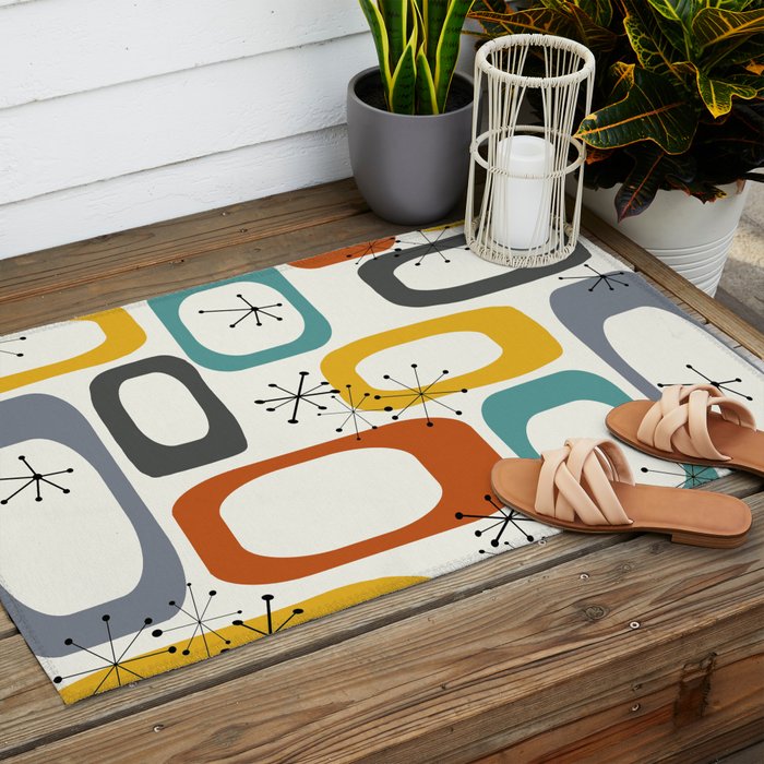Mid Century Modern Shapes 02 #society6 #buyart Outdoor Rug Gallery Image 2