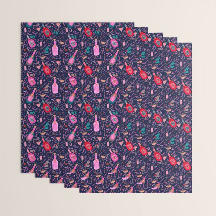 Festive Celebration Pattern  Holiday Champagne Bottles  and Cheers Wrapping Paper Gallery Image 3