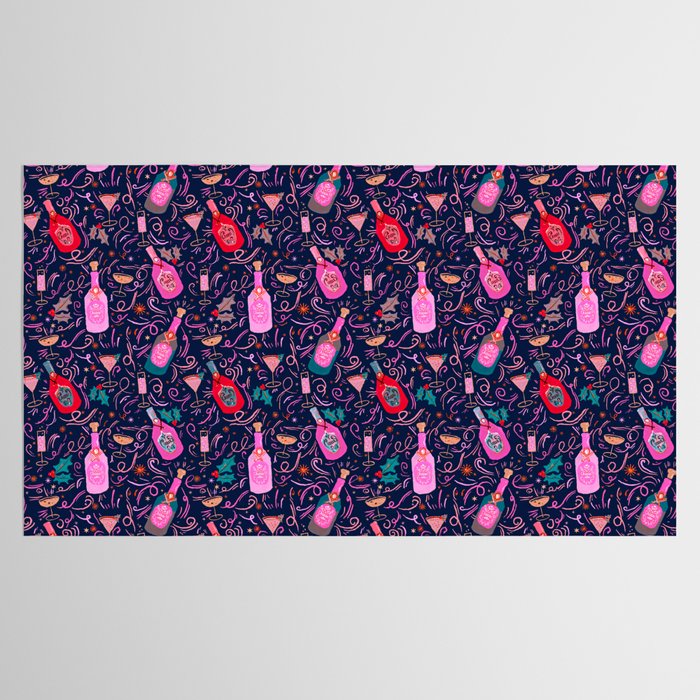 Festive Celebration Pattern  Holiday Champagne Bottles  and Cheers Tablecloth Gallery Image 2