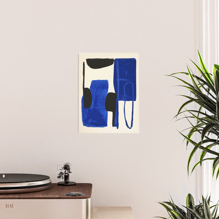 Abstract Blue Brushstrokes Minimalist Painting Poster Gallery Image 2