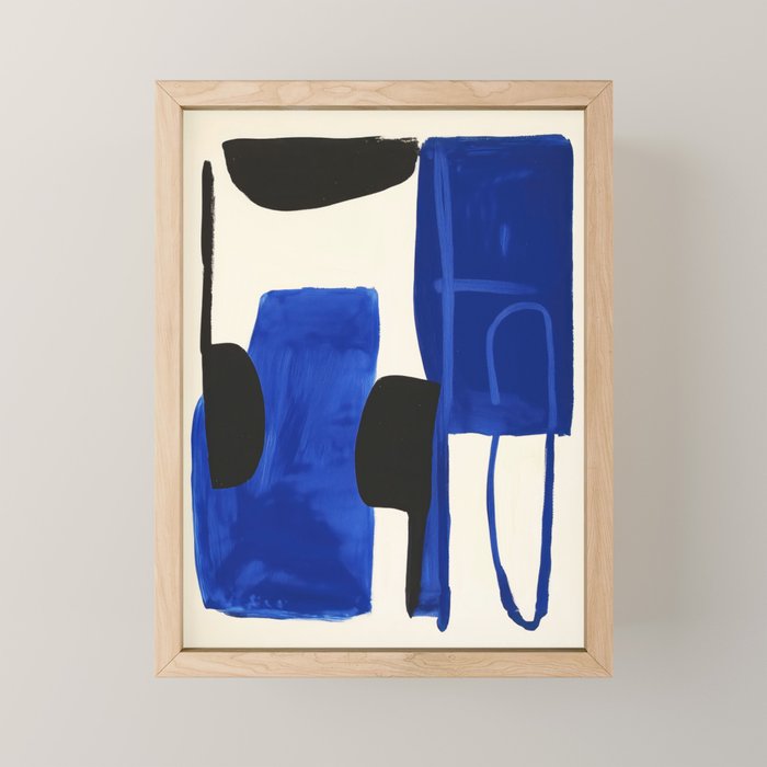 Abstract Blue Brushstrokes Minimalist Painting Mini Art Print Gallery Image 1