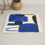 Abstract Blue Brushstrokes Minimalist Painting Rug Gallery Image 1