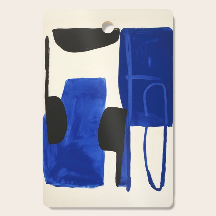Abstract Blue Brushstrokes Minimalist Painting Cutting Board Gallery Image 1
