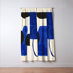 Abstract Blue Brushstrokes Minimalist Painting Window Curtain Gallery Image 3