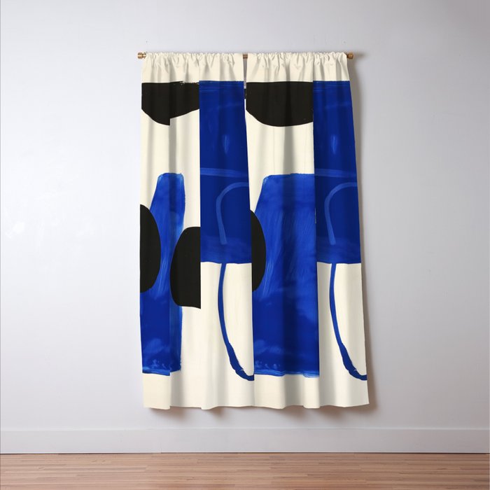 Abstract Blue Brushstrokes Minimalist Painting Window Curtain Gallery Image 3