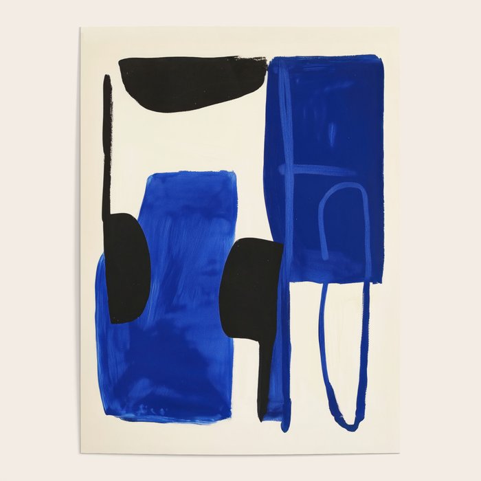 Abstract Blue Brushstrokes Minimalist Painting Poster Gallery Image 1