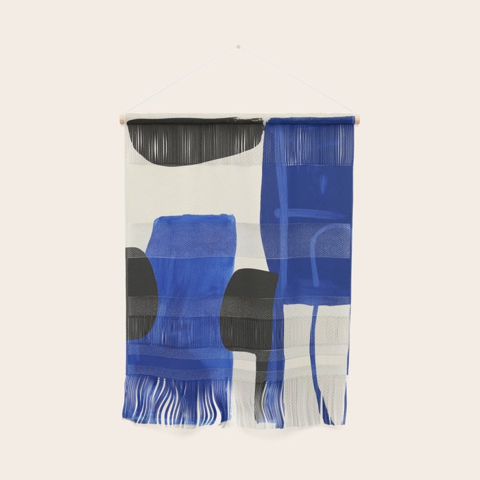 Abstract Blue Brushstrokes Minimalist Painting Wall Hanging Gallery Image 1