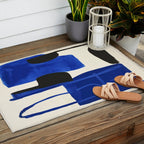 Abstract Blue Brushstrokes Minimalist Painting Outdoor Rug Gallery Image 2