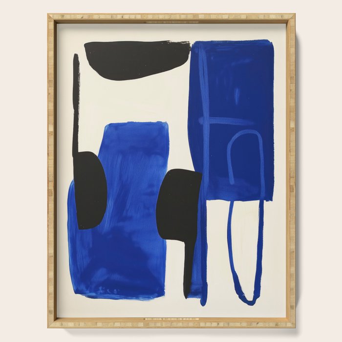 Abstract Blue Brushstrokes Minimalist Painting Serving Tray Gallery Image 1