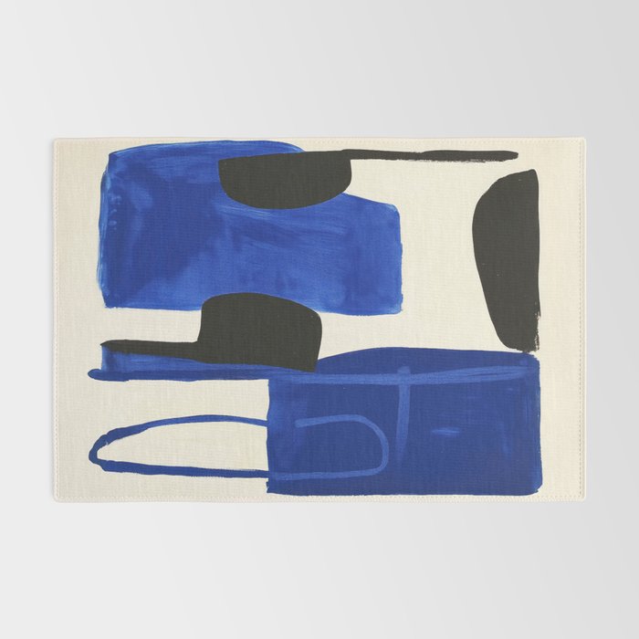 Abstract Blue Brushstrokes Minimalist Painting Rug Gallery Image 2
