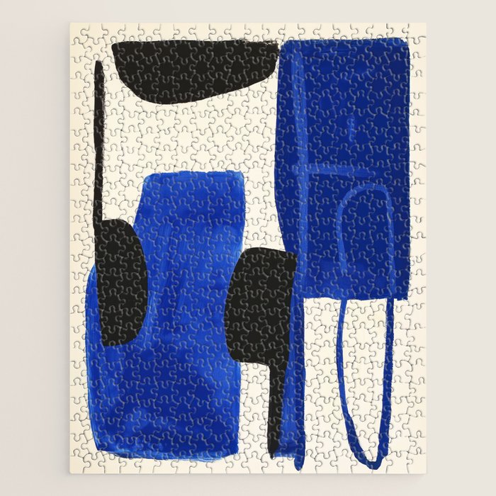 Abstract Blue Brushstrokes Minimalist Painting Jigsaw Puzzle Gallery Image 1