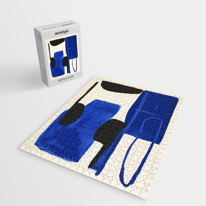 Abstract Blue Brushstrokes Minimalist Painting Jigsaw Puzzle Gallery Image 2
