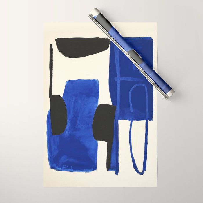 Abstract Blue Brushstrokes Minimalist Painting Wrapping Paper Gallery Image 1