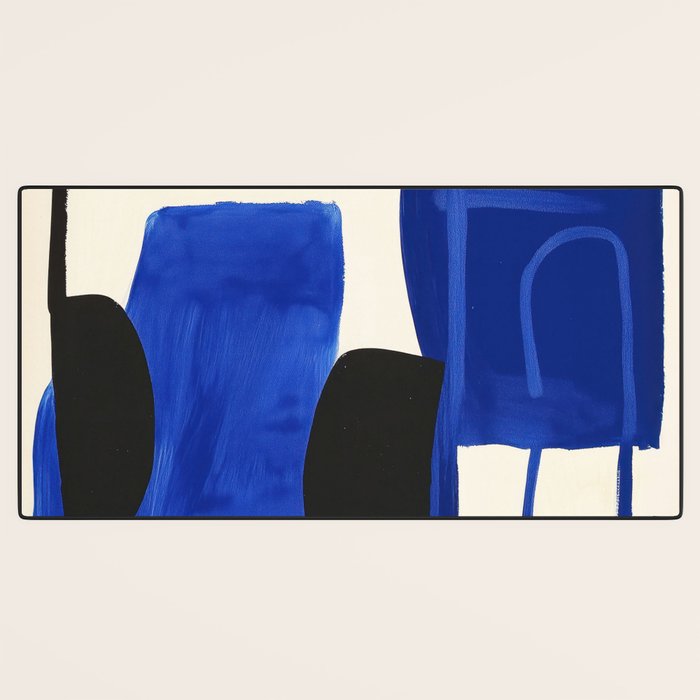 Abstract Blue Brushstrokes Minimalist Painting Desk Mat Gallery Image 3