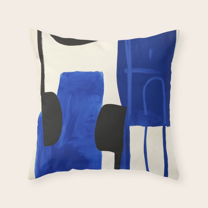 Abstract Blue Brushstrokes Minimalist Painting Throw Pillow Gallery Image 1