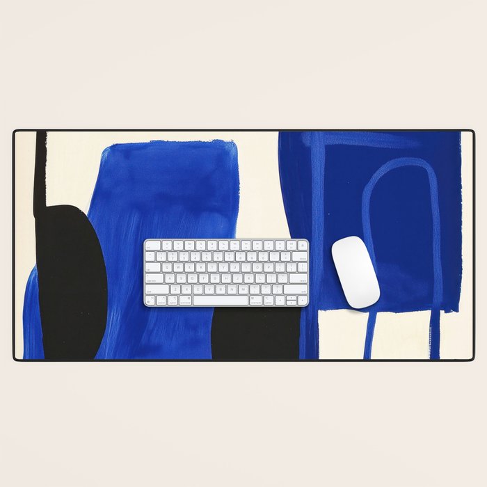 Abstract Blue Brushstrokes Minimalist Painting Desk Mat Gallery Image 1