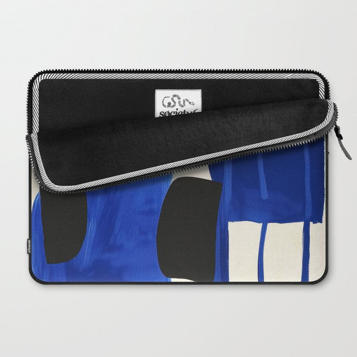 Abstract Blue Brushstrokes Minimalist Painting Laptop Sleeve Gallery Image 2