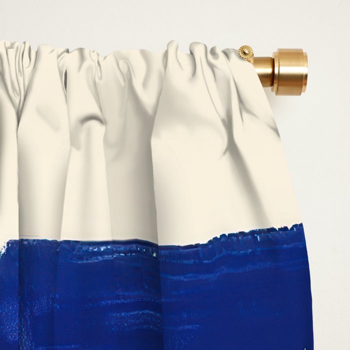 Abstract Blue Brushstrokes Minimalist Painting Window Curtain Gallery Image 2