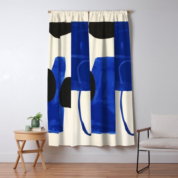 Abstract Blue Brushstrokes Minimalist Painting Window Curtain Gallery Image 5