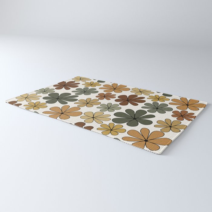 Retro Daisy Pattern Multicolor IX Rug Gallery Image 3