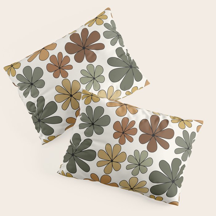Retro Daisy Pattern Multicolor IX Pillow Sham Gallery Image 3