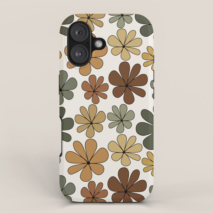 Retro Daisy Pattern Multicolor IX iPhone Case Gallery Image 1