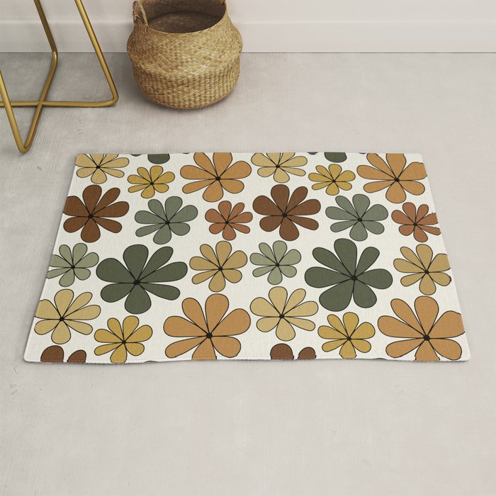 Retro Daisy Pattern Multicolor IX Rug Gallery Image 1