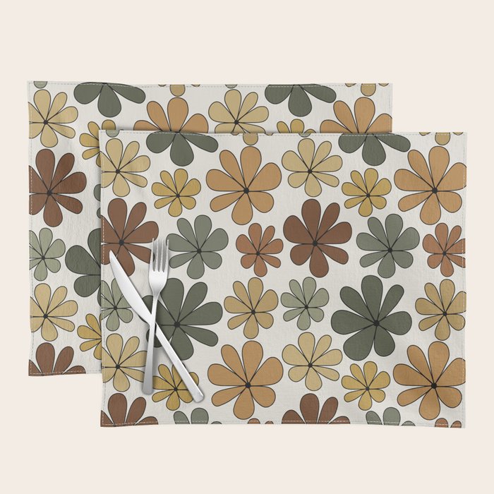 Retro Daisy Pattern Multicolor IX Placemat Gallery Image 1