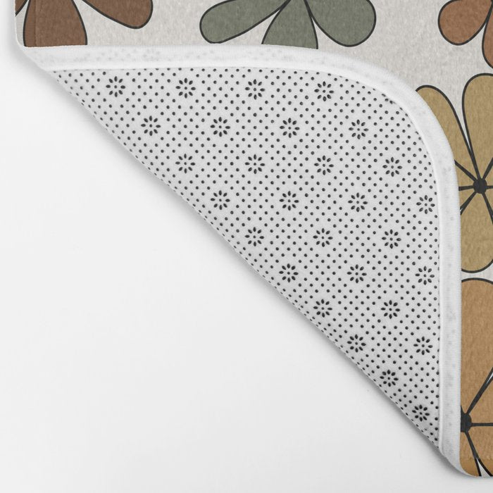 Retro Daisy Pattern Multicolor IX Bath Mat Gallery Image 2