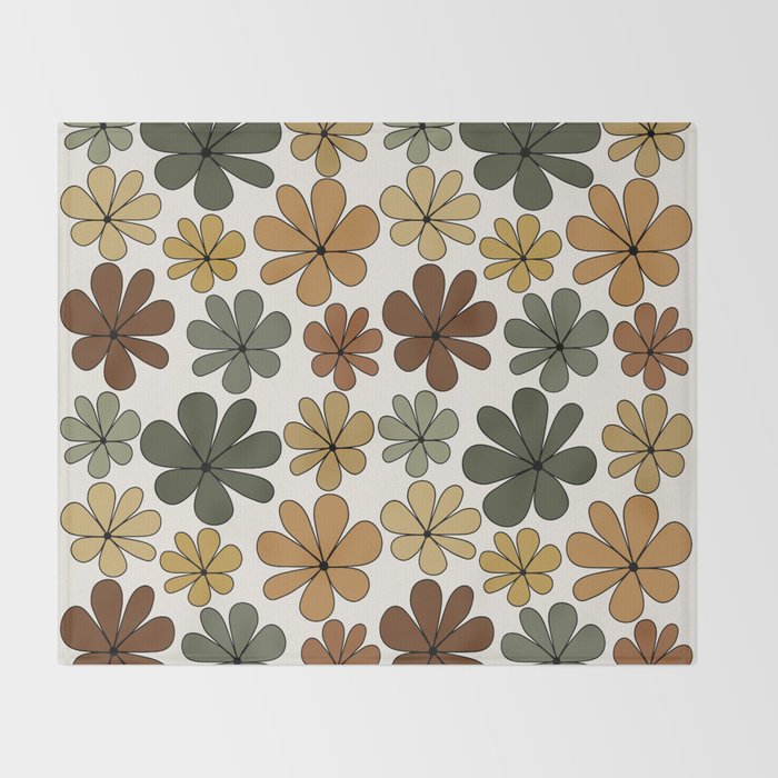 Retro Daisy Pattern Multicolor IX Throw Blanket Gallery Image 2