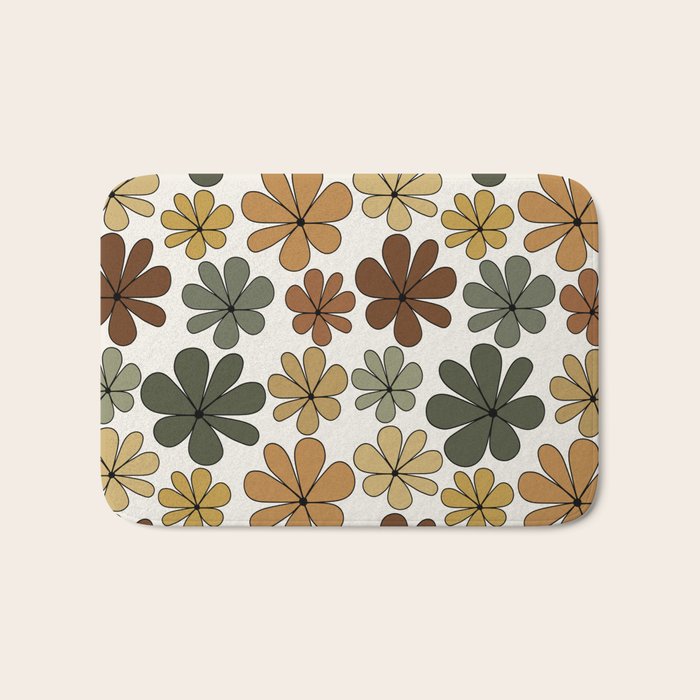 Retro Daisy Pattern Multicolor IX Bath Mat Gallery Image 1