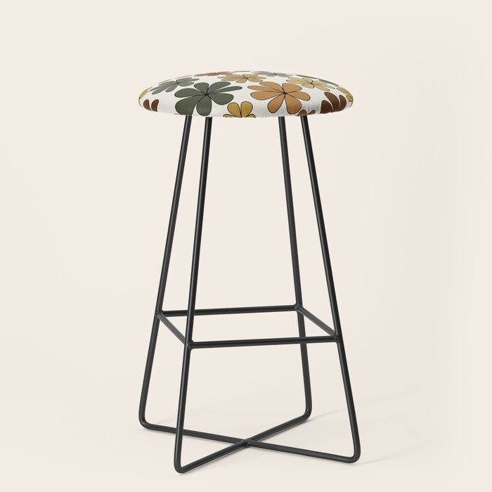 Retro Daisy Pattern Multicolor IX Stool Gallery Image 1