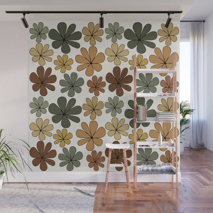 Retro Daisy Pattern Multicolor IX Wall Mural Gallery Image 1