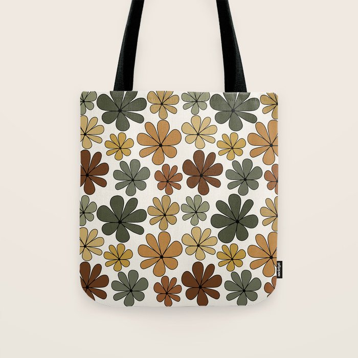 Retro Daisy Pattern Multicolor IX Tote Bag Gallery Image 1