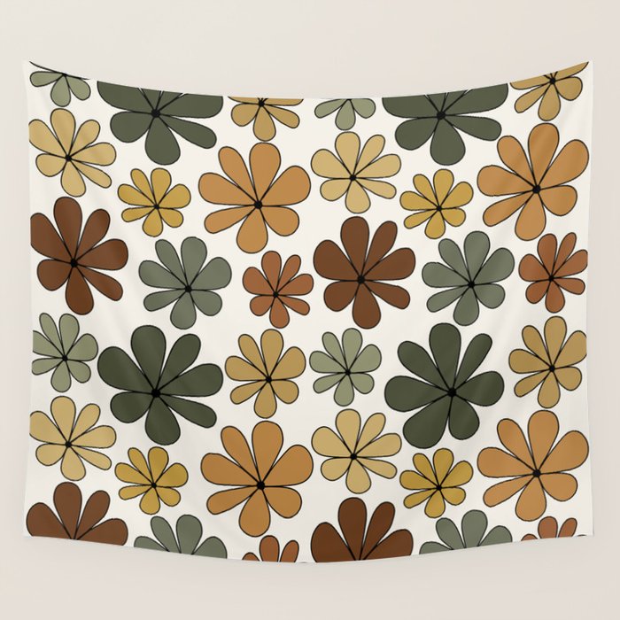 Retro Daisy Pattern Multicolor IX Wall Tapestry Gallery Image 4